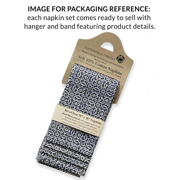 Mosaic Sage Block Print Cotton Napkin - Set of 4