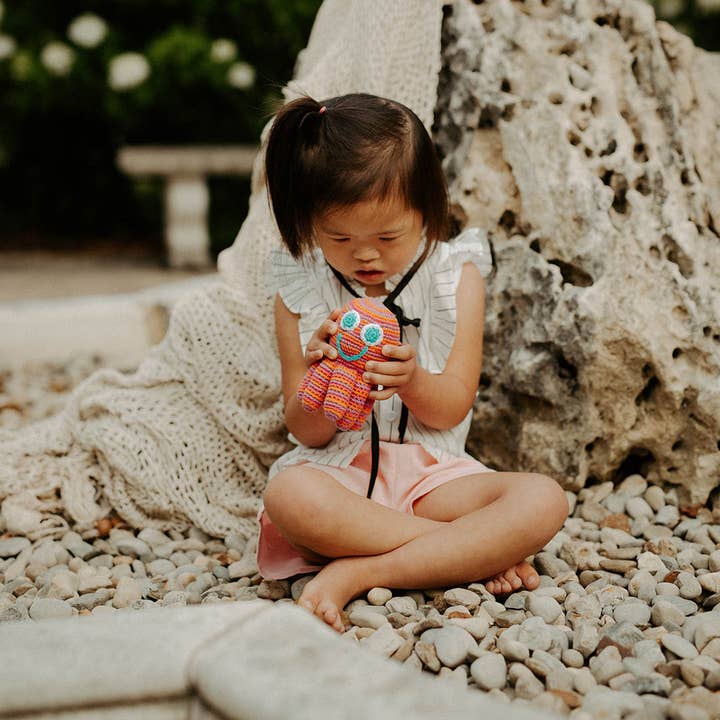 Pink Octopus Crochet Cotton Rattle