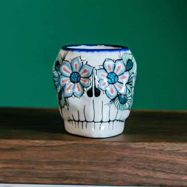 Sugar Skull Skeleton Painted Ceramic Mug