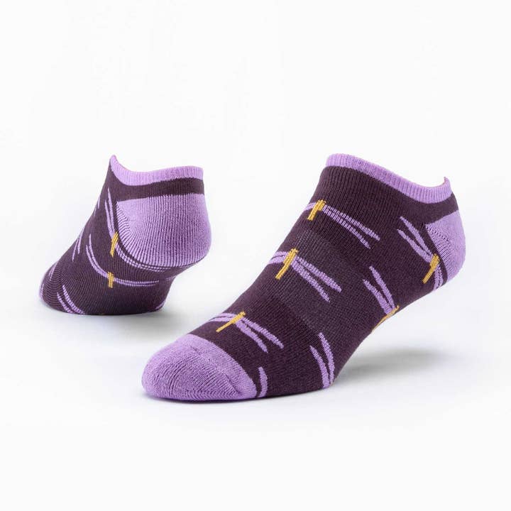 Purple Dragonfly Organic Cotton Footie Socks (9-11)
