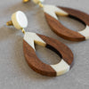 Wood &amp; Resin Teardrop Earrings (2.5&quot; L)