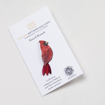 Gourd/Fabric/Crystal Cardinal Pin, Small (3&quot; L)
