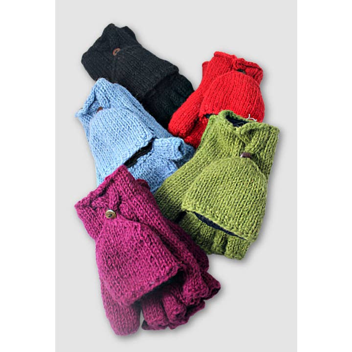 Cable Knit Wool Glittens - Assorted