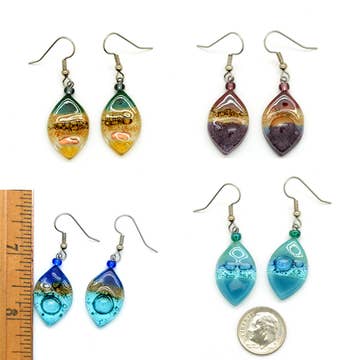 Tiny Almond Glass Earrings - Assorted