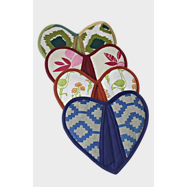 Heart-Shaped Cotton Potholder - Assorted