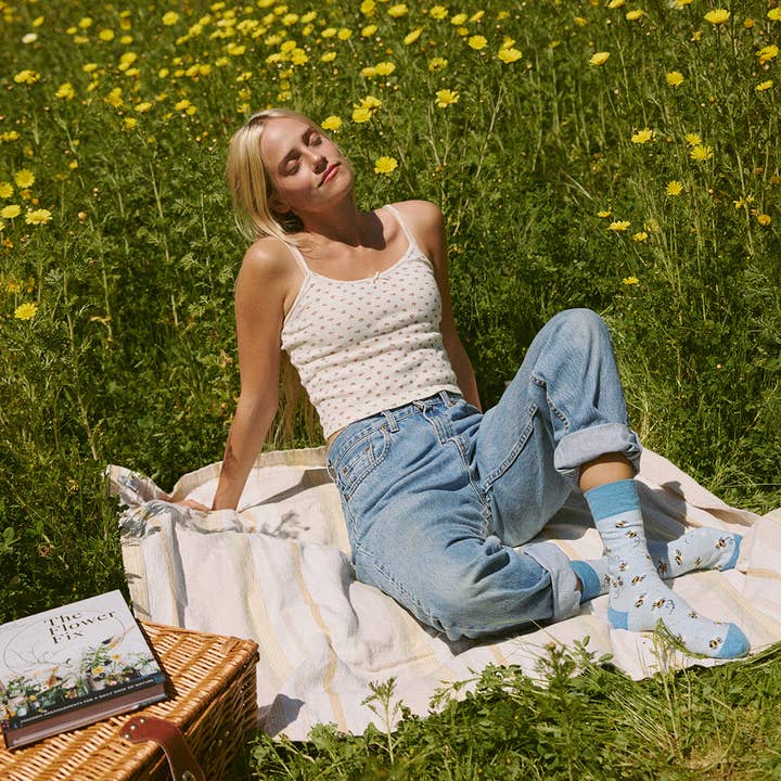 Blue Protect Bees Socks, Small