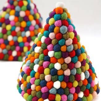 Multi-Color Felt Ball Cone Tree