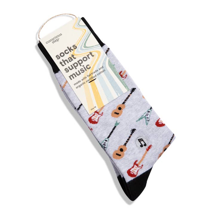 Grey Guitar Support Music Socks