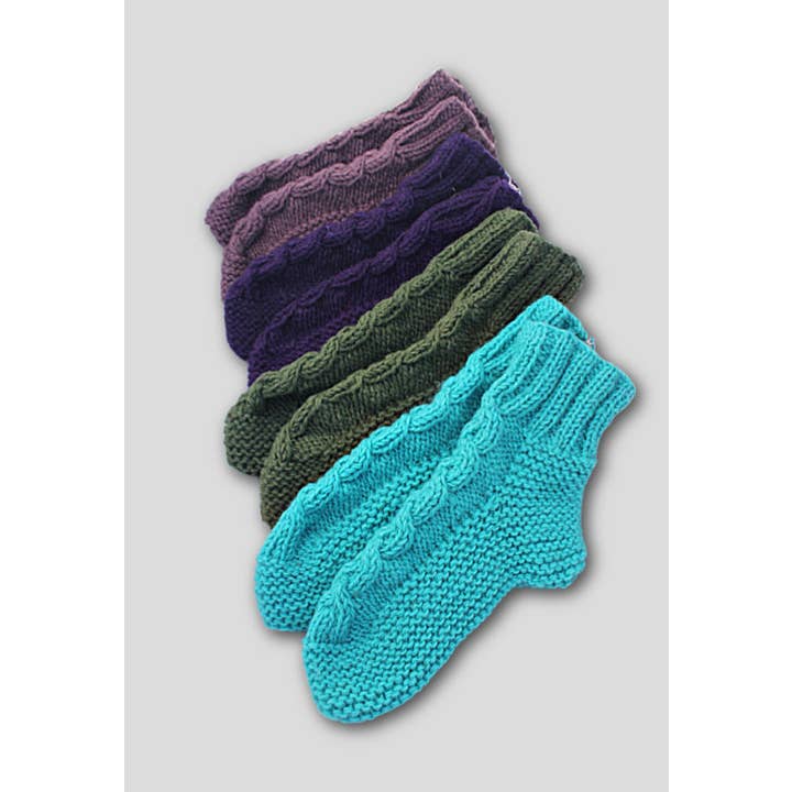 Cable Knit Wool Slippers - Assorted