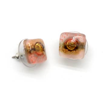 Square Glass Stud Earrings - Assorted