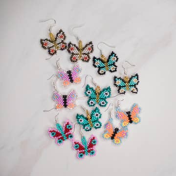 Beaded Butterfly Earrings - Assorted