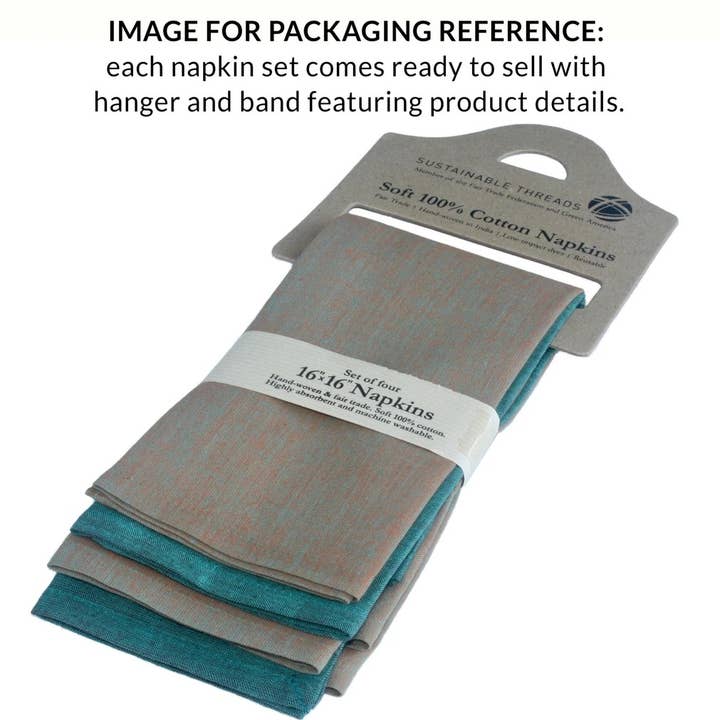 Rainfall Greens Handwoven Cotton Napkin (16&#39; X 16&quot;) - Set of 4