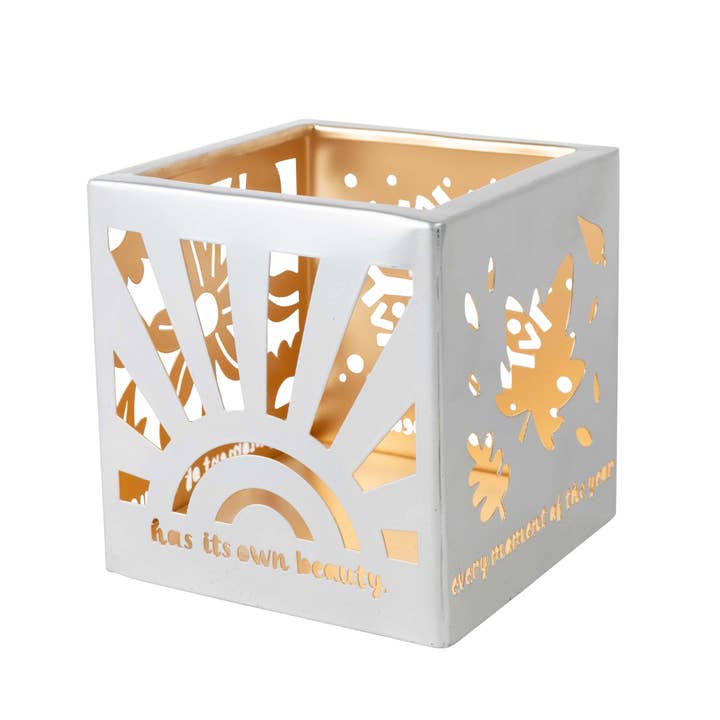 4 Seasons Cube Candleholder (5" Sq)