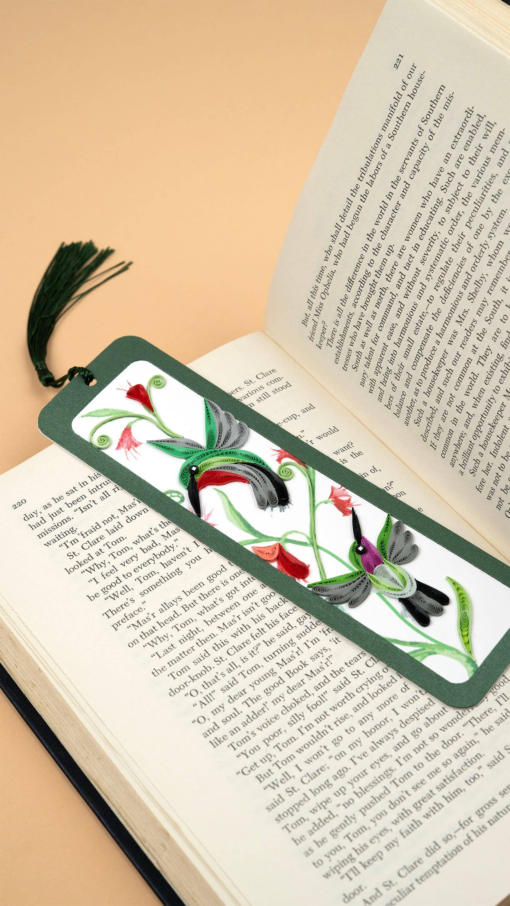 Handmade Quilled Paper Hummingbirds Bookmark