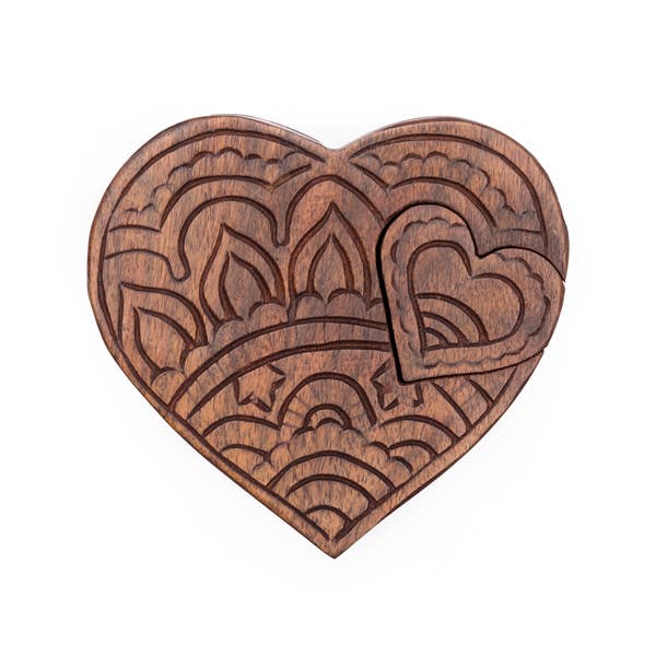 Heart Shesham Wood Puzzle Box