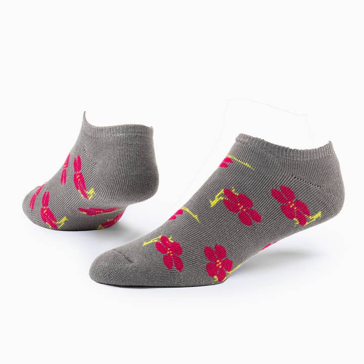 Grey Blossom Organic Cotton Footie Socks (9-11)