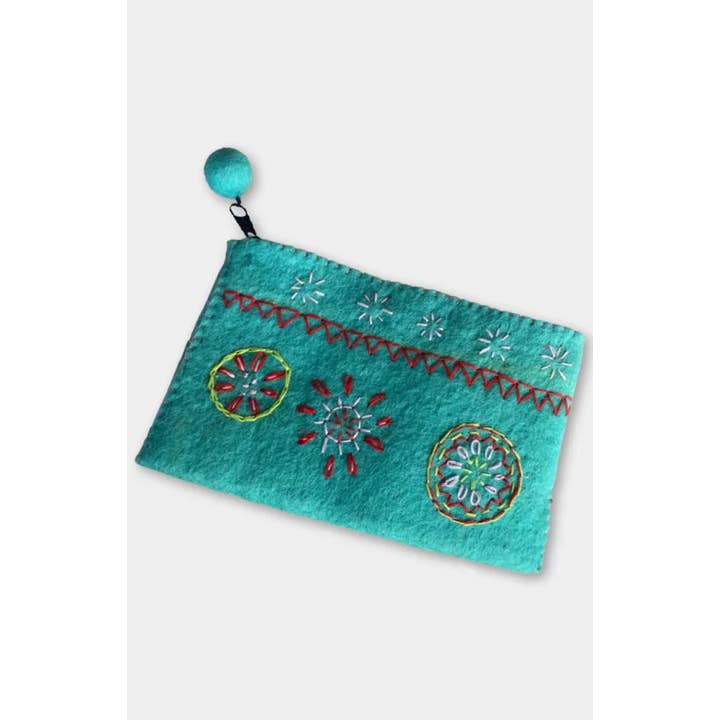 Long Felt Embroidered Coin Purse