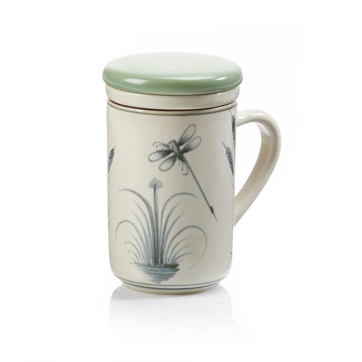 Ceramic Dragonfly Infuser Mug
