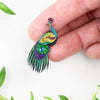 Gourd/Fabric/Crystal Peacock Pin (2.5&quot; L), XS