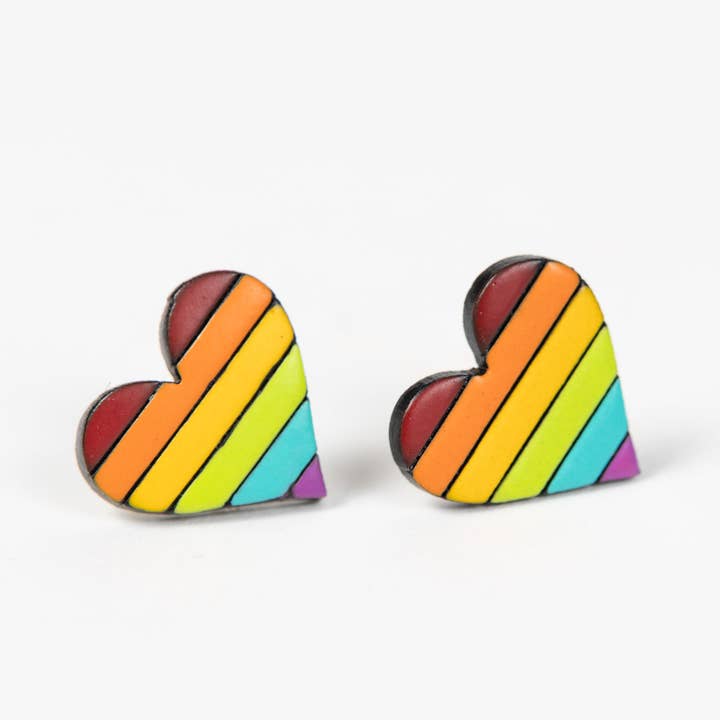 Rainbow Heart Gourd Earrings (.5&quot; D)