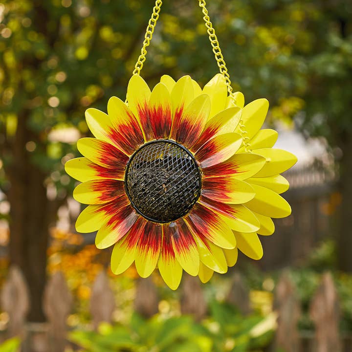 Sunflower Painted Metal Birdfeeder