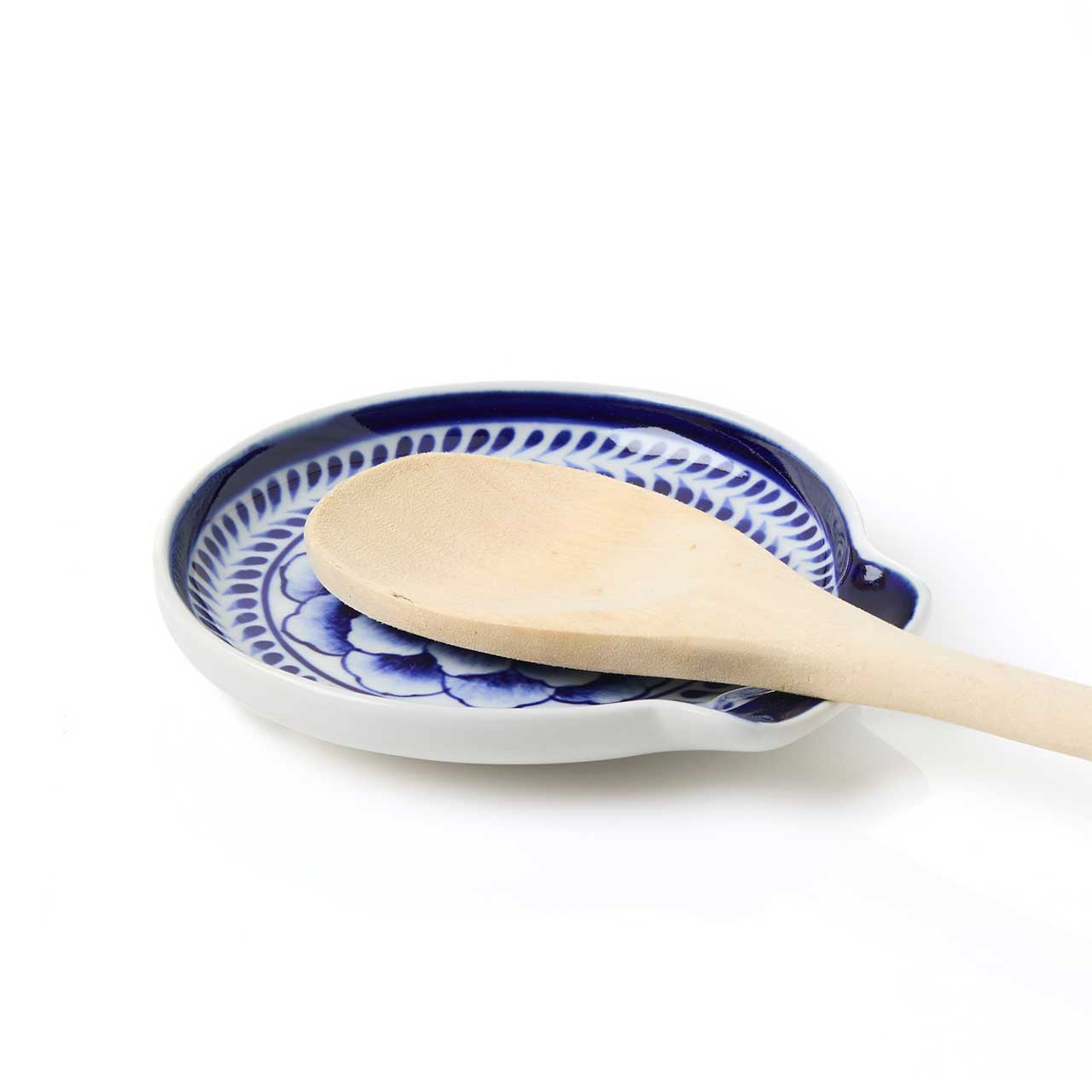 Indigo Bloom Ceramic Spoon Rest