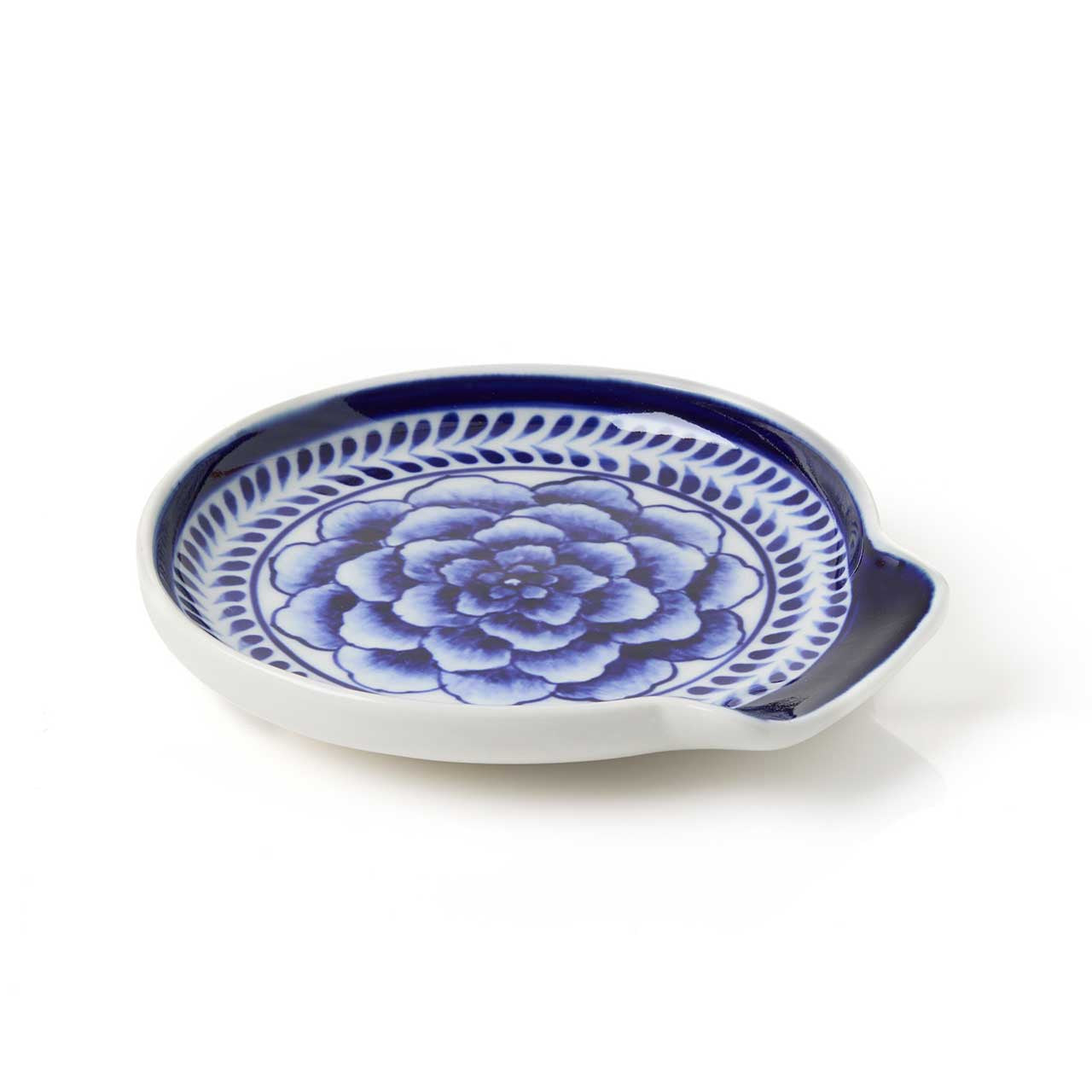 Indigo Bloom Ceramic Spoon Rest