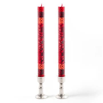 Berry Blaze Handpainted Taper Candle - Set of 2