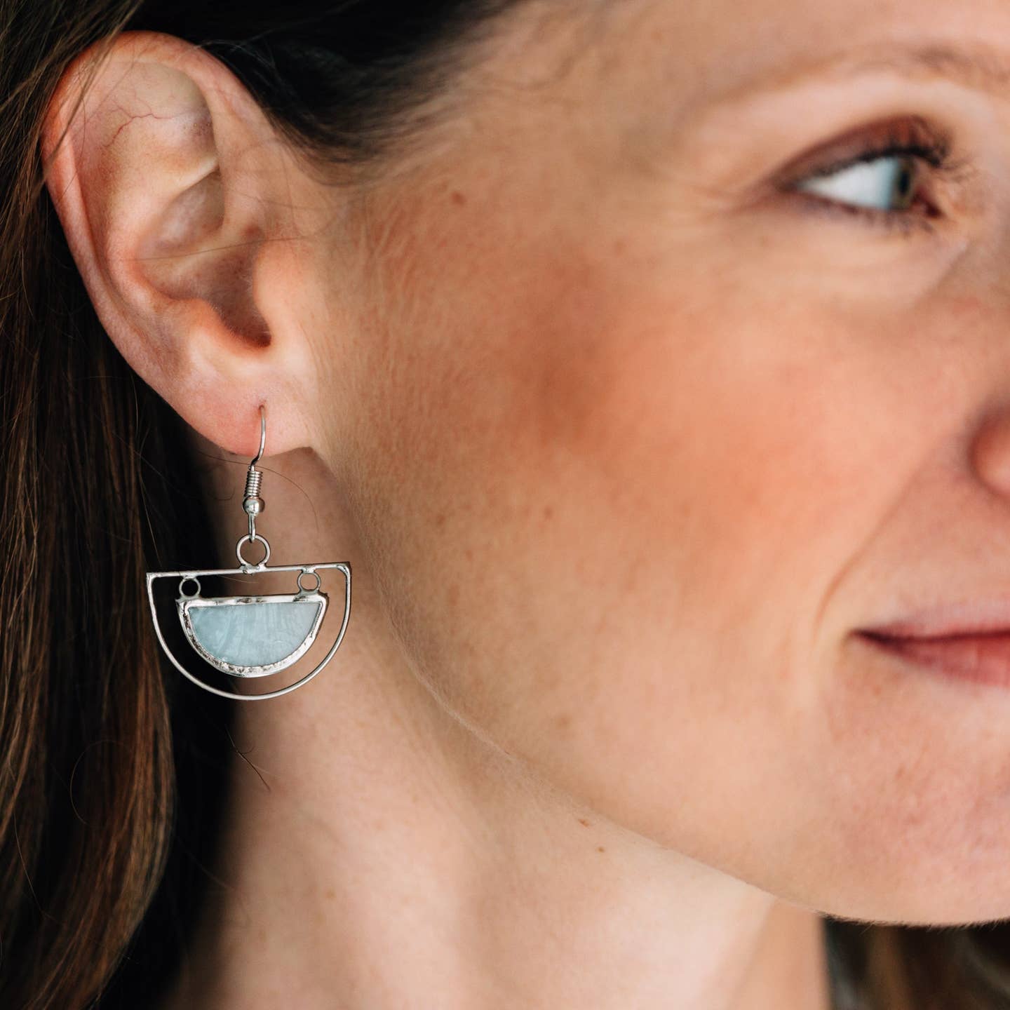 Capiz Shell Semicircle Earrings (1.5" L)