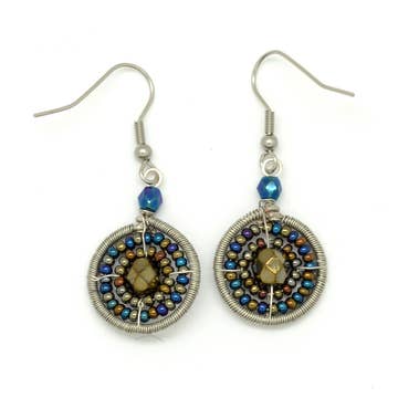 Bead And Wire Circle Earrings