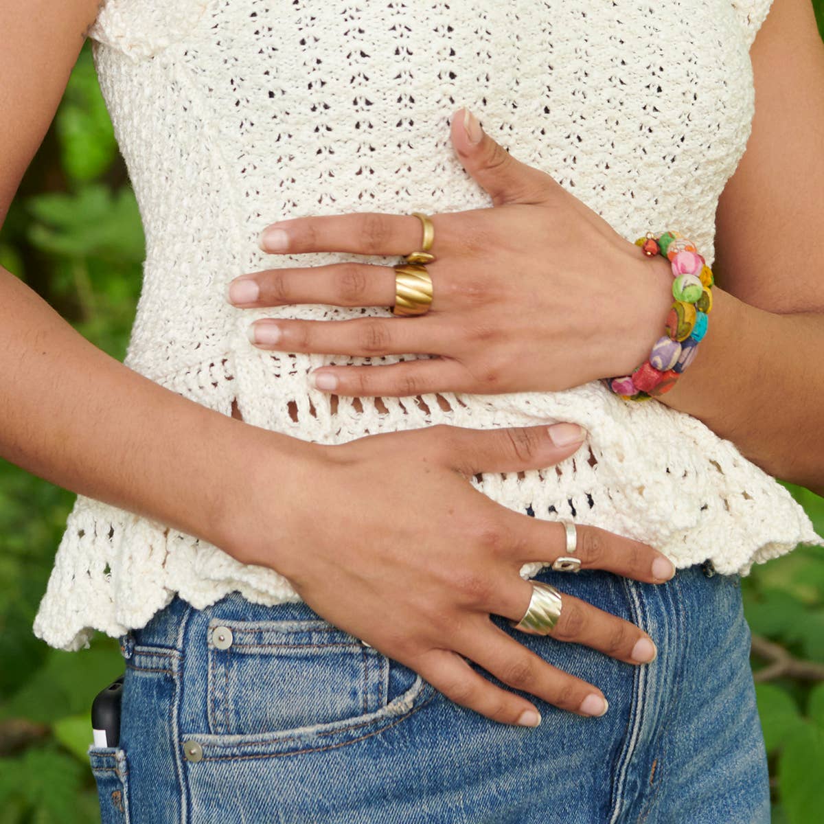 Silver-Plated Open Triangle Wrap Ring