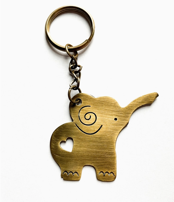 Antique Gold Elephant Keychain