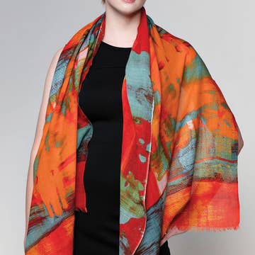 Red Multi Sakshi Fine Wool Shawl