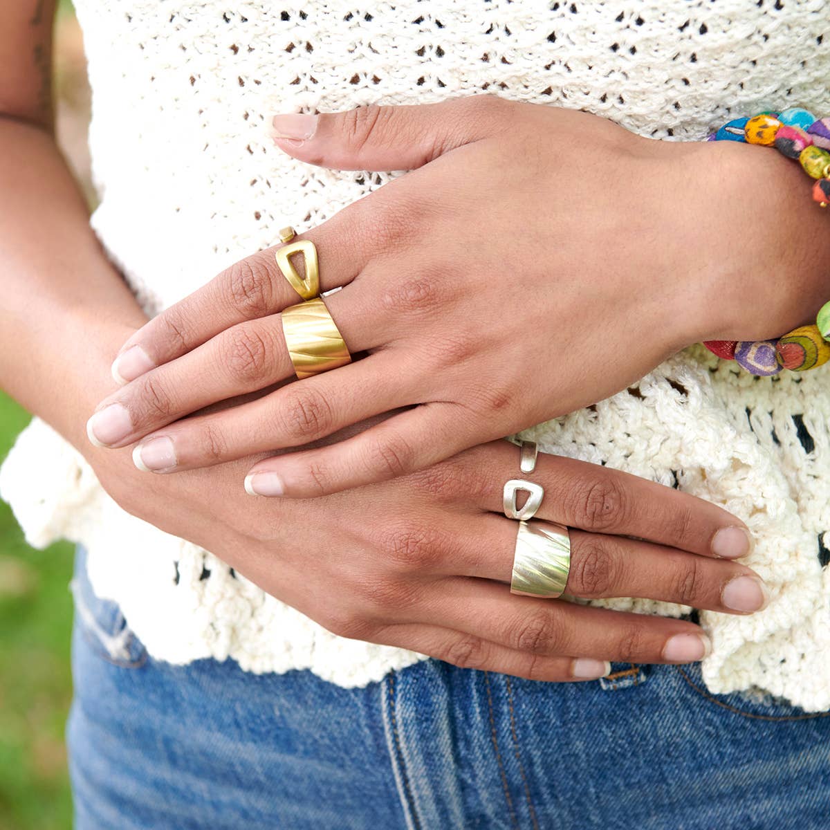 Gold-Plated Open Triangle Wrap Ring