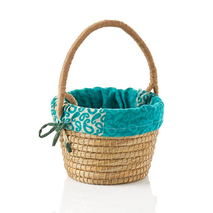 Kaisa Grass Mini Handled Chindi Basket (8.5" D x 6.5" H)