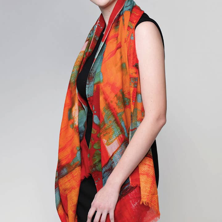 Red Multi Sakshi Fine Wool Shawl