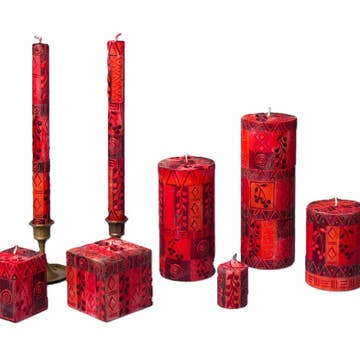 Berry Blaze Handpainted Taper Candle - Set of 2