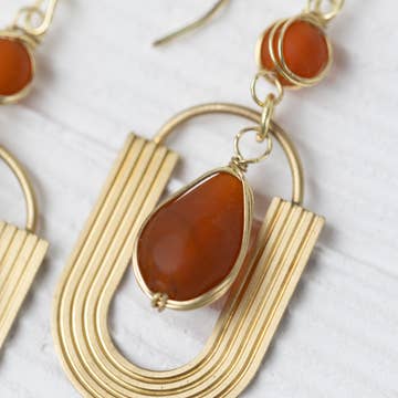 U-Shaped Drop Glass Bead Earrings