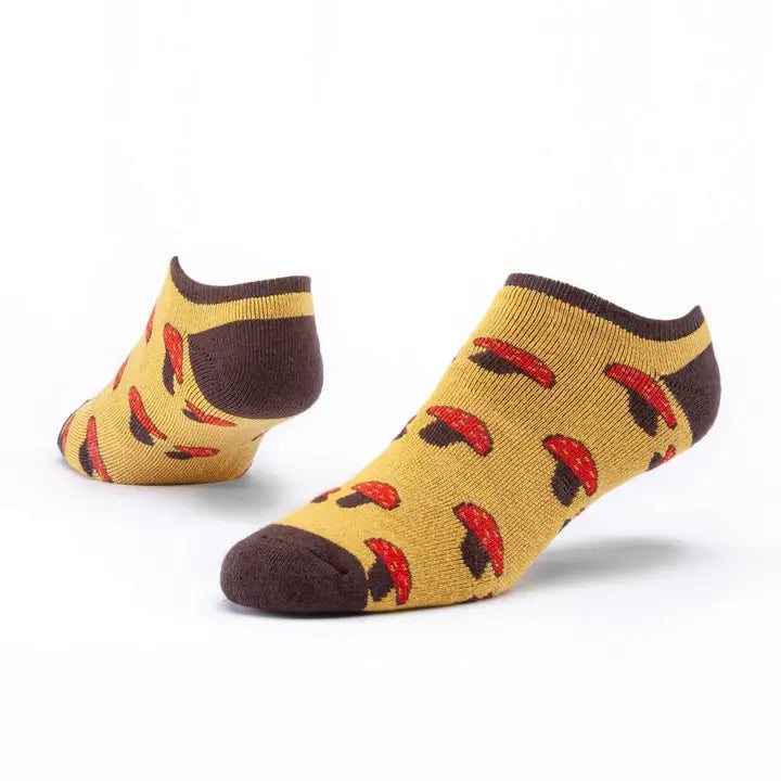 Honey Mushroom Cotton Footie Socks, Large