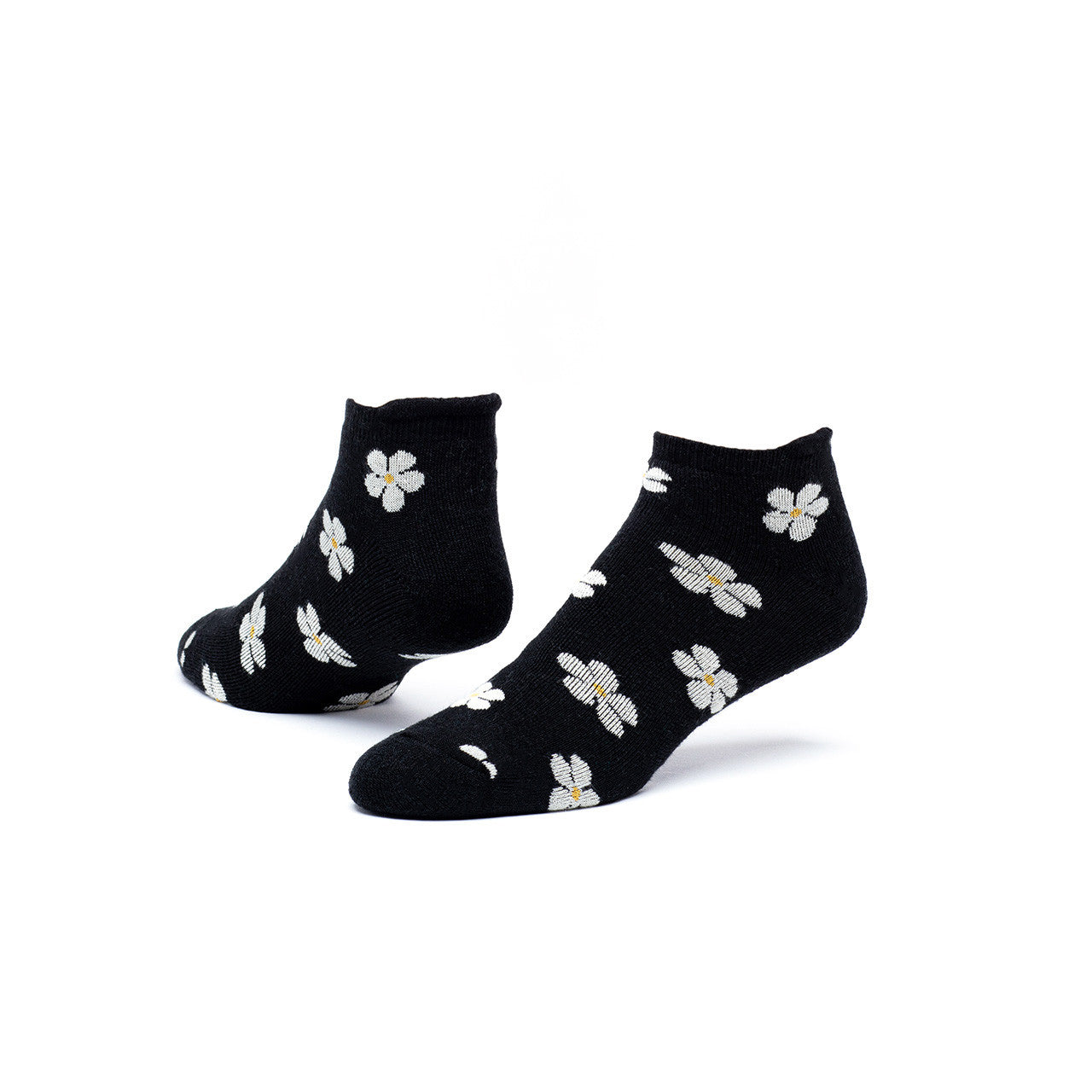 Black Daisy Organic Cotton Tab Footie Socks