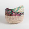 Machine-Stitched Sari Basket, Small (6.5&quot; D) - Assorted