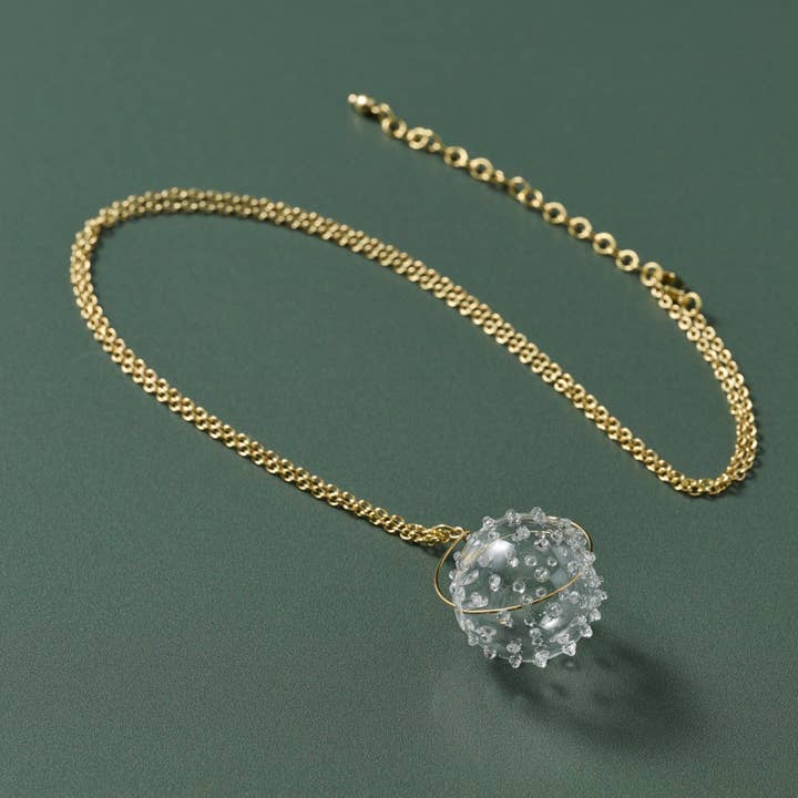 Blown Glass Ball Pendant Necklace (30&quot; L)