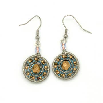 Bead And Wire Circle Earrings