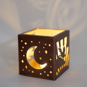 Day &amp; Night Iron Candleholder Cube (5&quot; Sq)