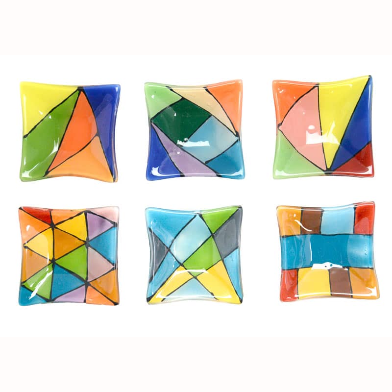 Geometric Fused Glass Square Dish - Assorted