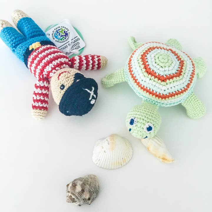 Green Sea Turtle Crochet Cotton Rattle