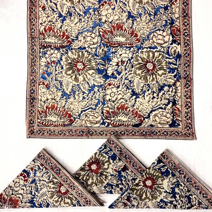 Rose & Navy Kalamkari Print Napkin