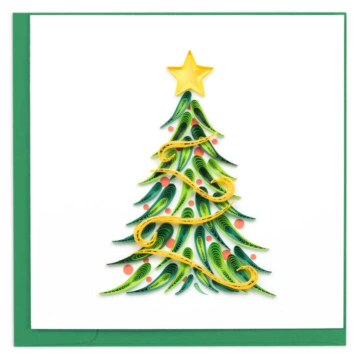 Gold Garland Christmas Tree Quilled Card