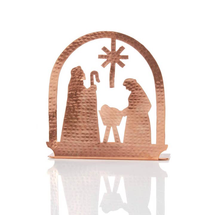 Copper-Plated Metal Tealight Nativity (7" H)