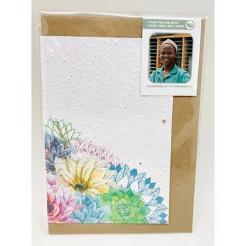 Blue Flowers Growing Paper Card